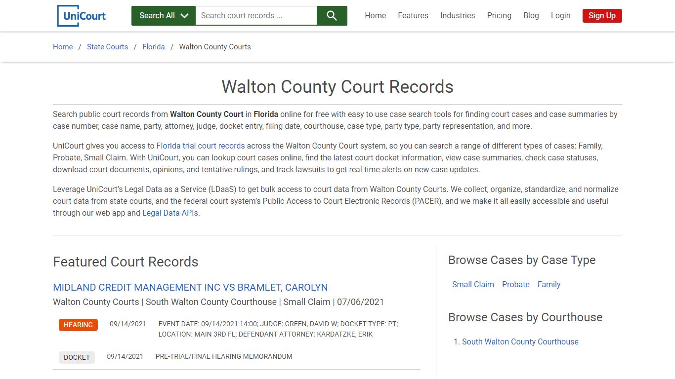 Walton County Court Records | Florida | UniCourt